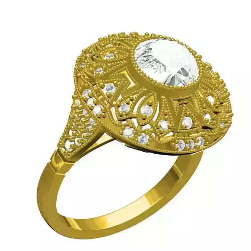 Antique Art Deco Round Diamond Engagement Ring 2