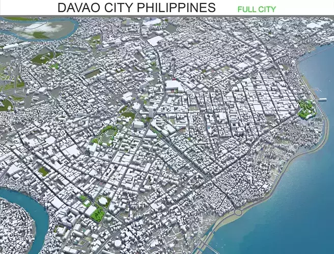 Davao City Philippines 40km Low-poly 3D model