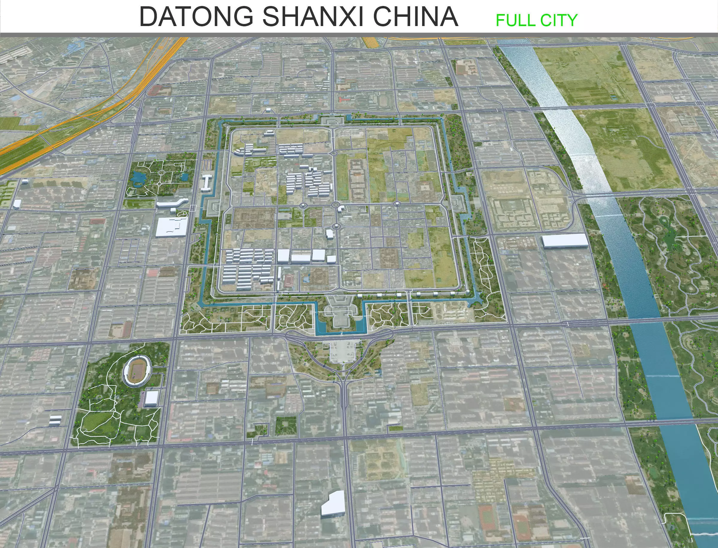 Datong Shanxi China 50km Free low-poly 3D model