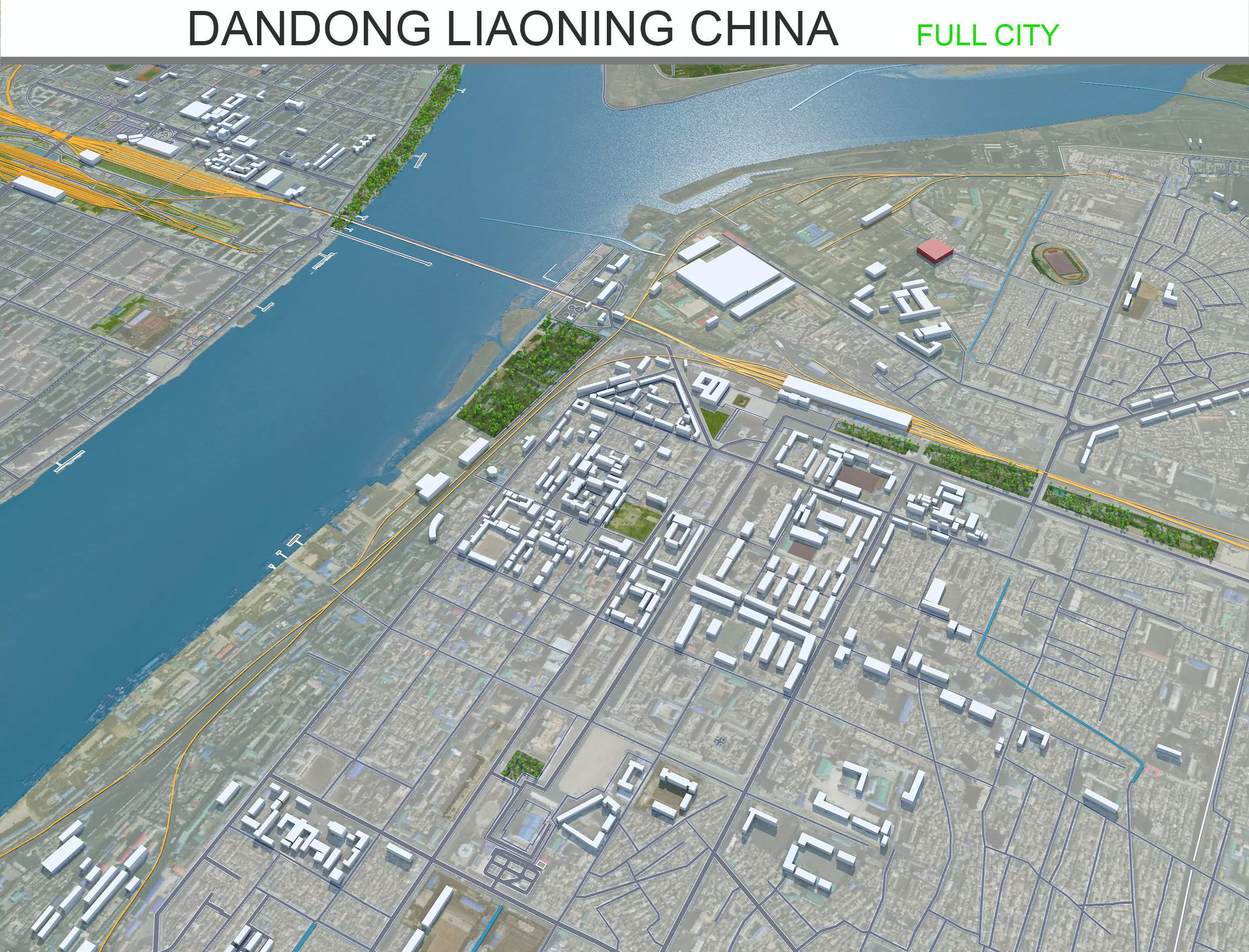 Dandong Liaoning China 35km Free low-poly 3D model
