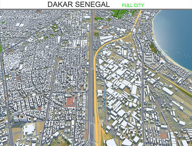 Dakar Senegal 20km AI Low-poly 3D model