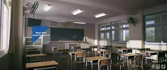 Classroom Low-poly 3D model