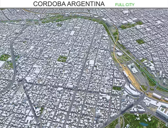 Cordoba Argentina 35km AI Low-poly 3D model
