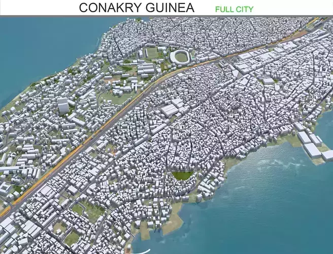 Conakry Guinea 50km Low-poly 3D model