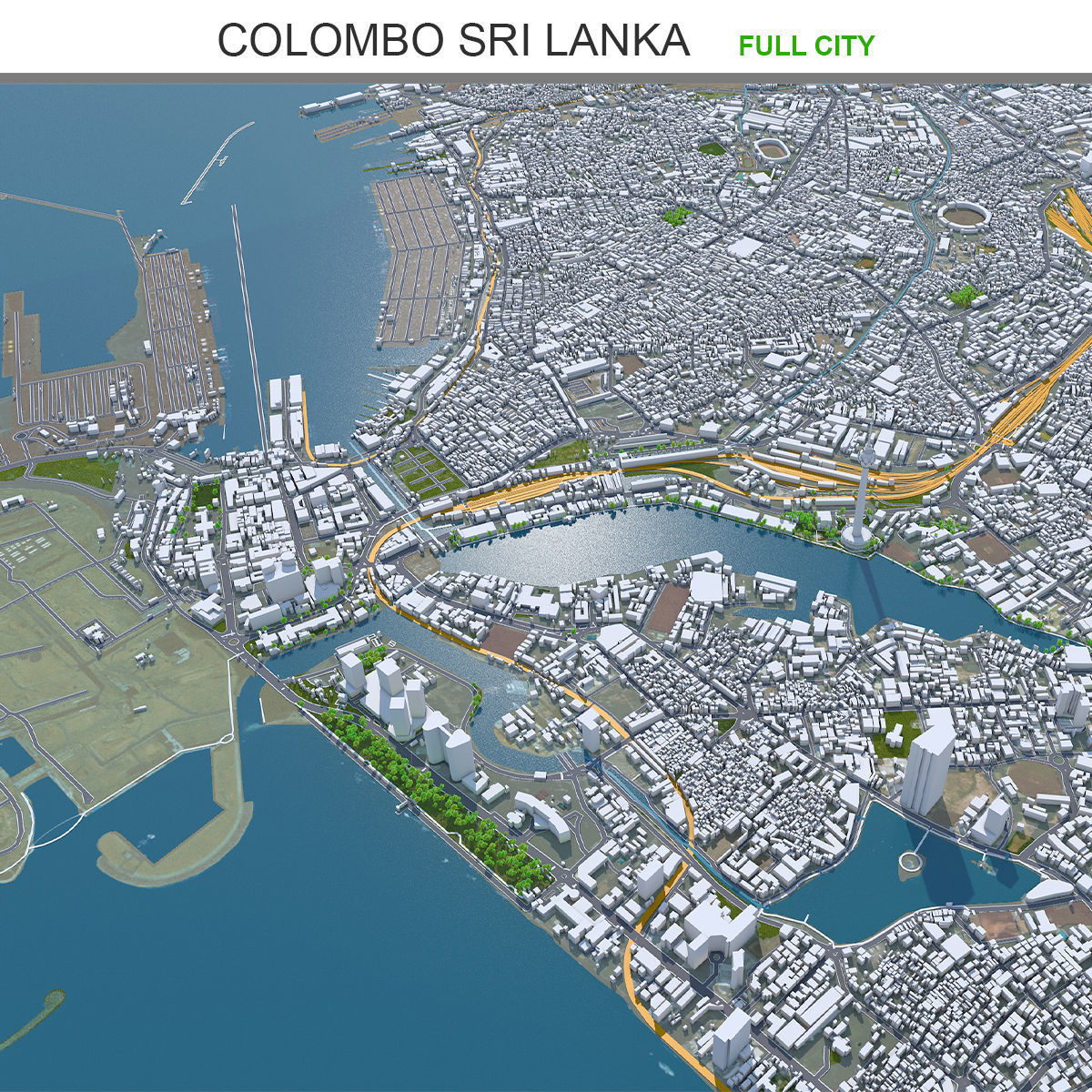 Colombo Sri Lanka 20km AI Low-poly 3D model_13