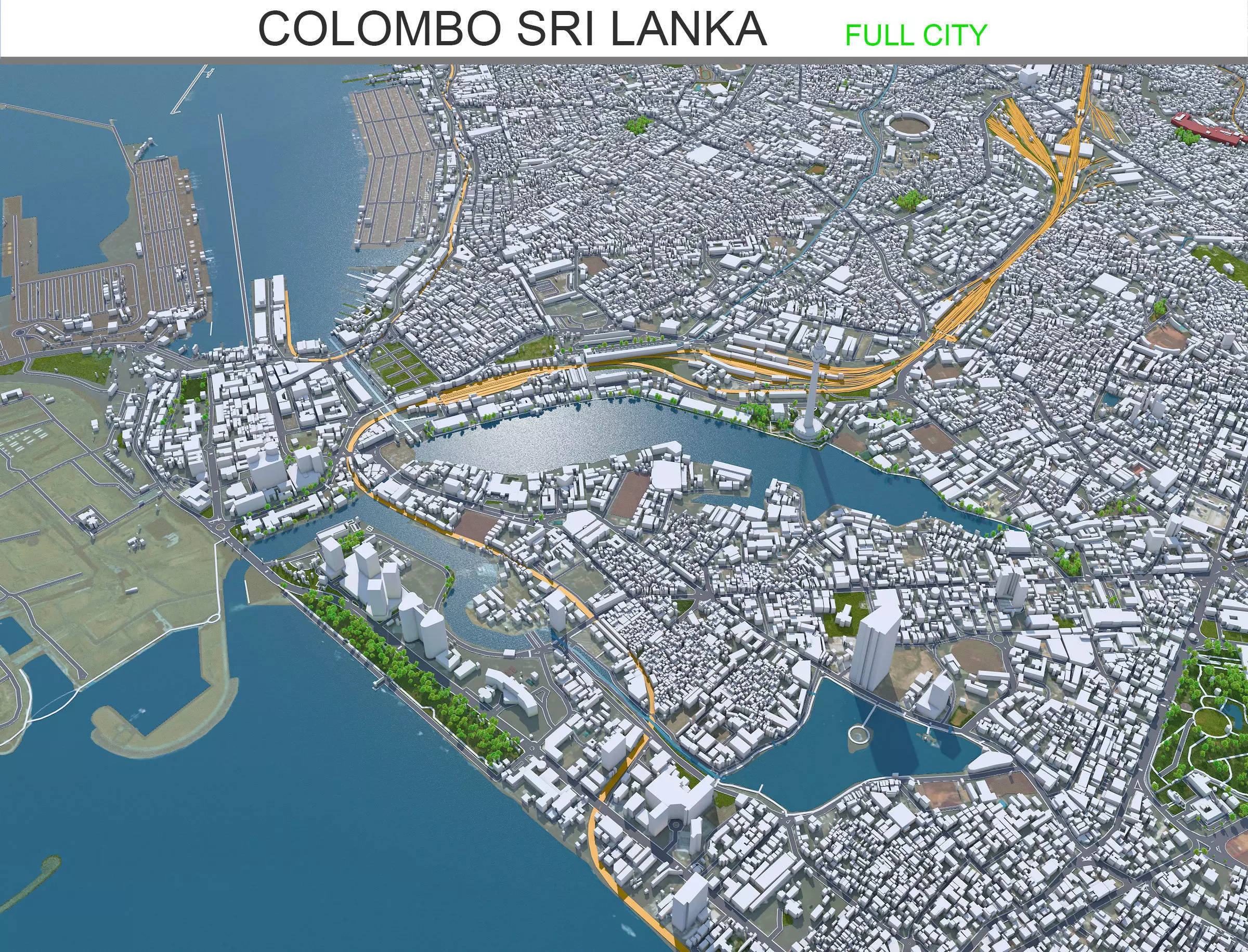 Colombo Sri Lanka 20km AI Low-poly 3D model_0