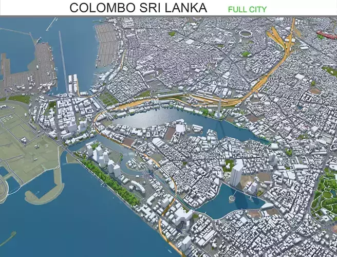 Colombo Sri Lanka 20km AI Low-poly 3D model