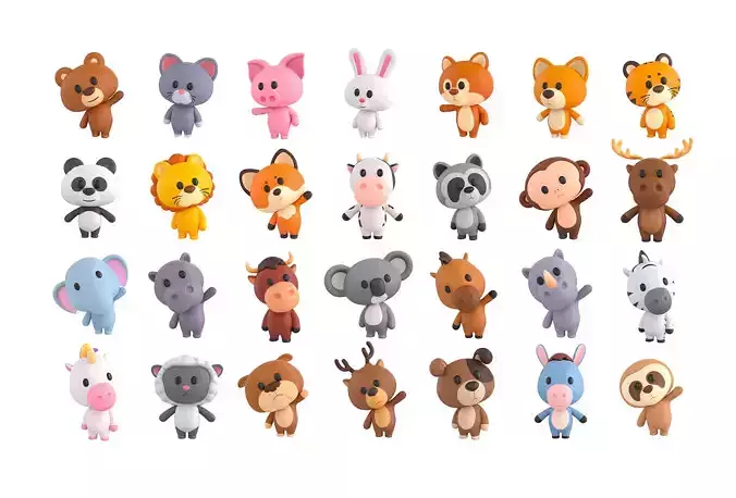 Pack007 Rigged Cartoon Animal Pack 1 3D model