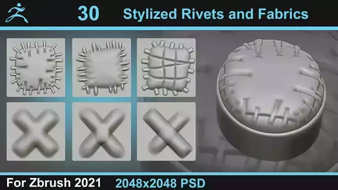Stylized Rivets and Fabrics 3D model