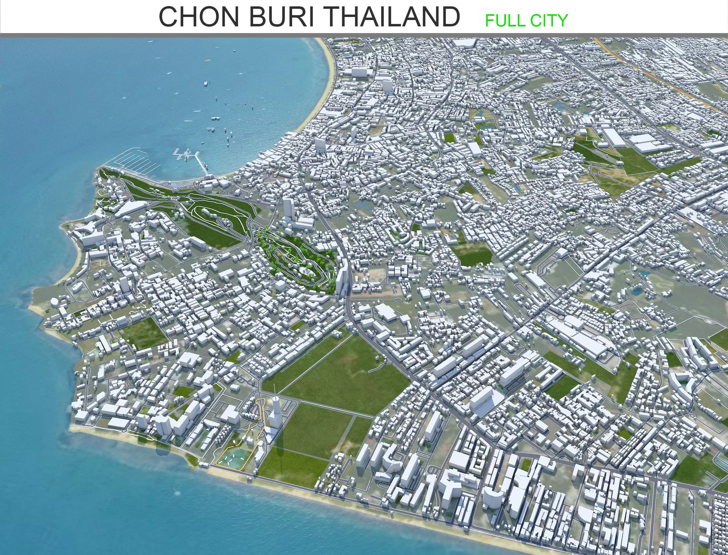 Chon Buri Thailand 120km Low-poly 3D model