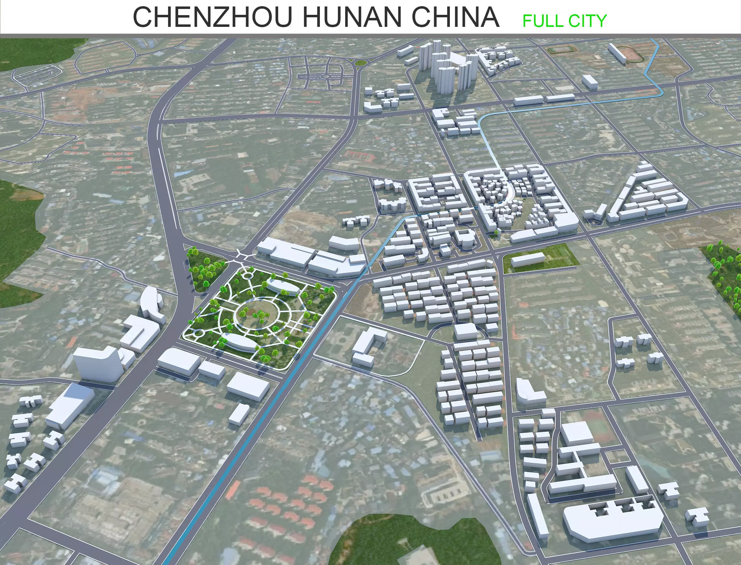 Chenzhou Hunan China 25km Free low-poly 3D model