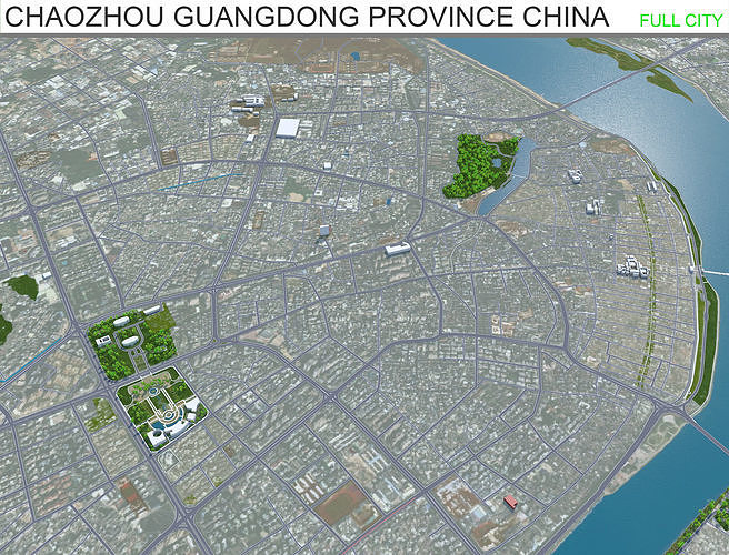 Chaozhou Guangdong Province China 40km Free low-poly 3D model