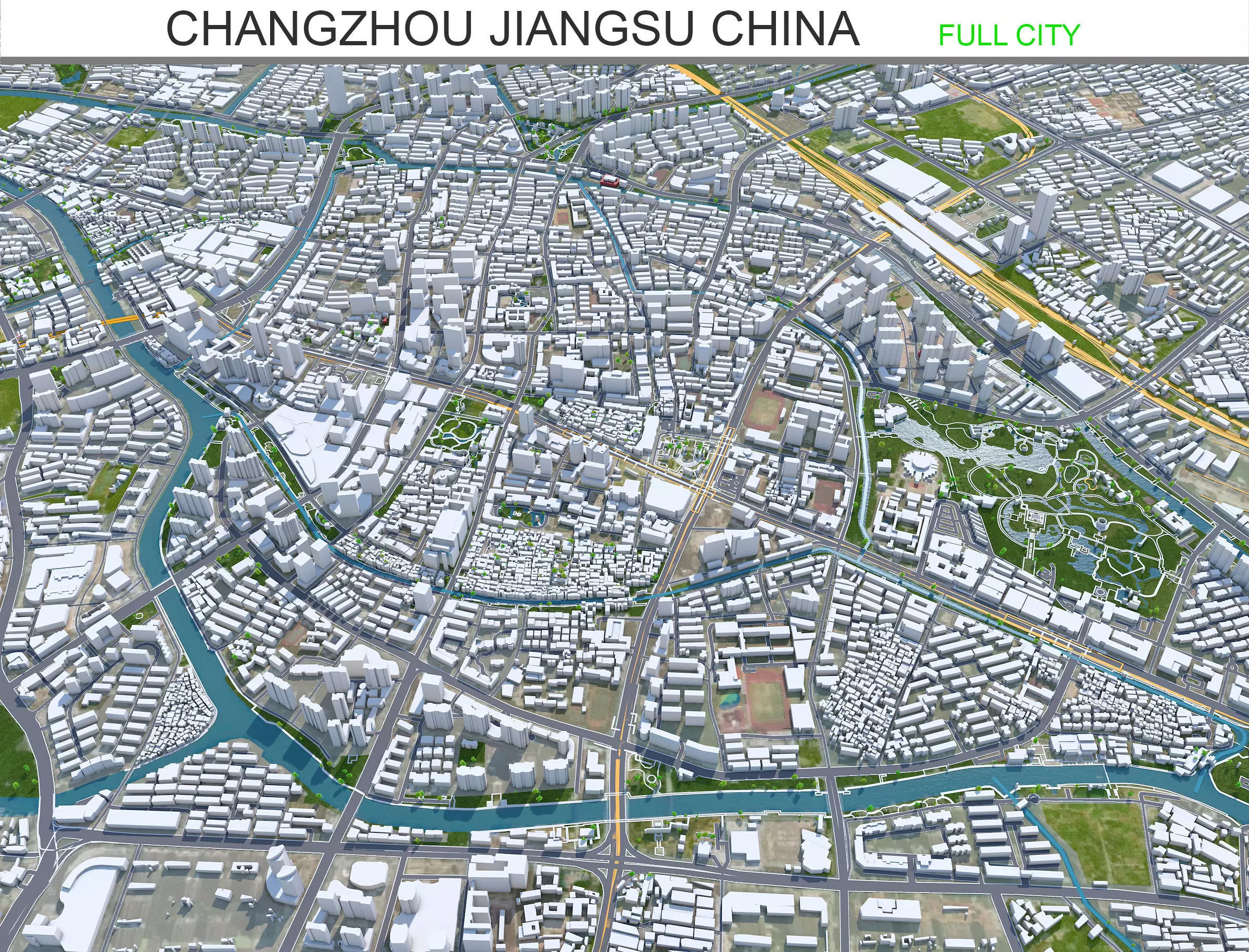 Changzhou Jiangsu China 75km Low-poly 3D model