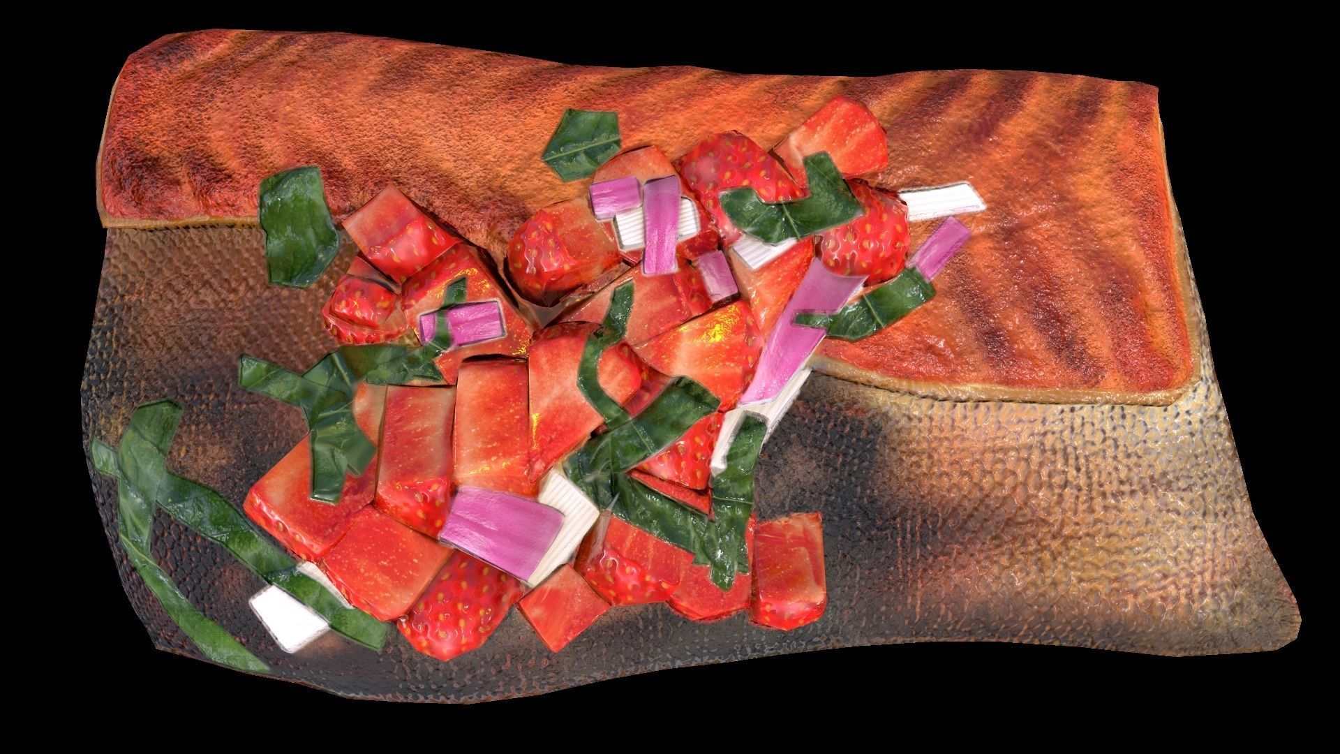 SalmonStrawberryBasil Low-poly 3D model_5