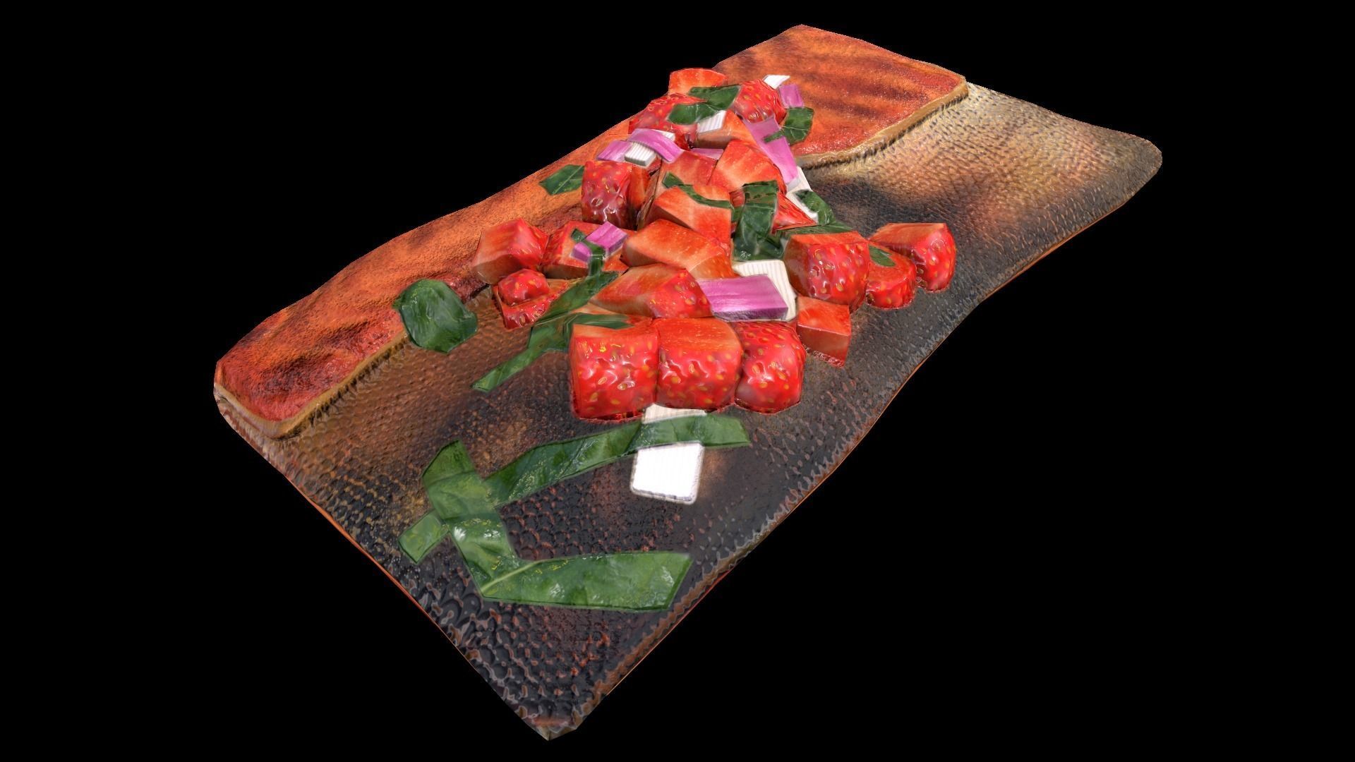 SalmonStrawberryBasil Low-poly 3D model_4
