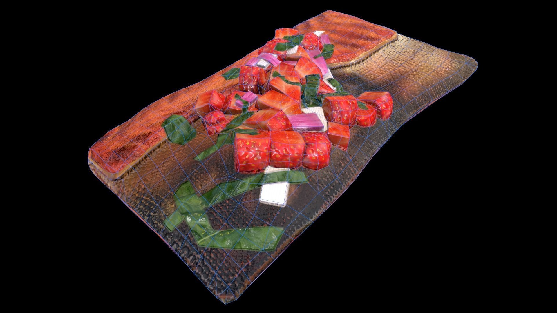 SalmonStrawberryBasil Low-poly 3D model_10