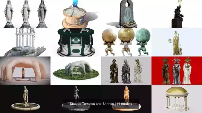Statues Temples and Shrines 3D Model Collection