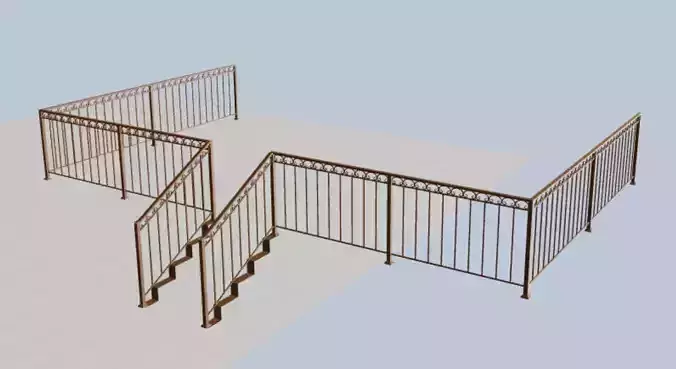 Wrought iron deck railing 3D model