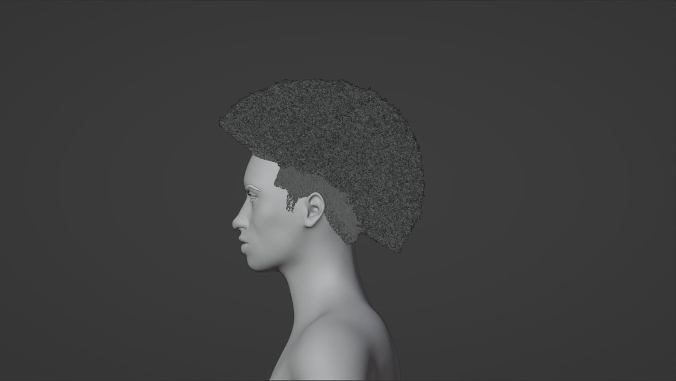 Afro Mullet 3D model_10