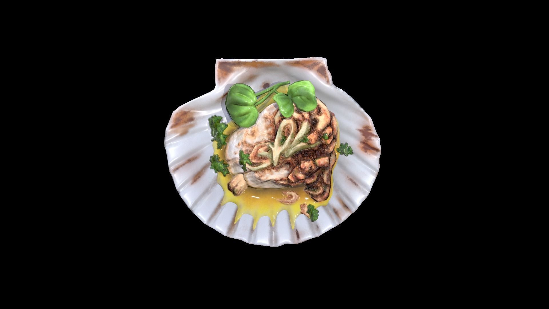 ScallopGrilledButter Low-poly 3D model_3