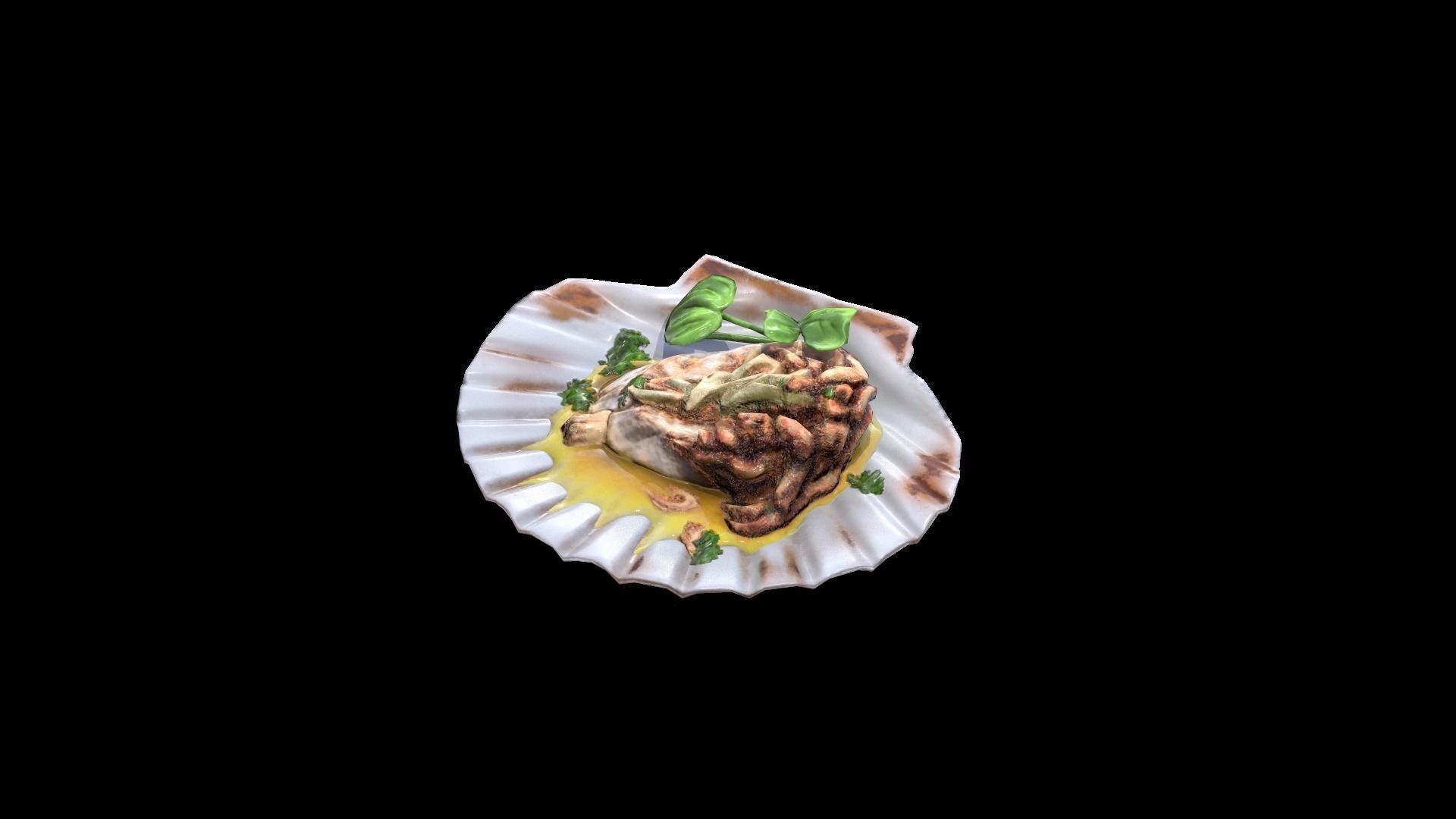 ScallopGrilledButter Low-poly 3D model_2