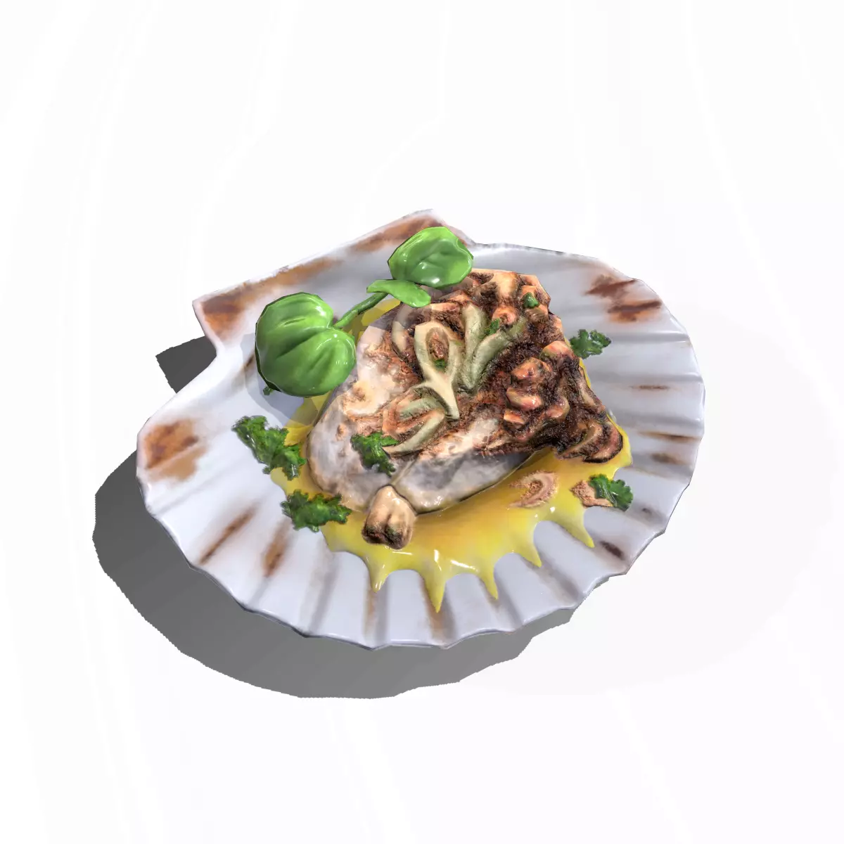 ScallopGrilledButter Low-poly 3D model_0