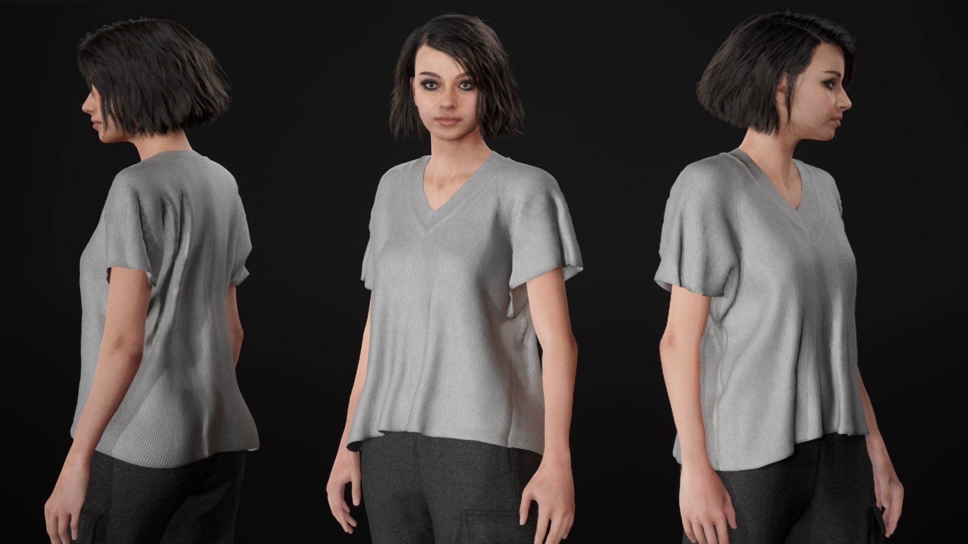 Woman Casual Outfit 5 - Modular - Rigged Low-poly 3D model_20