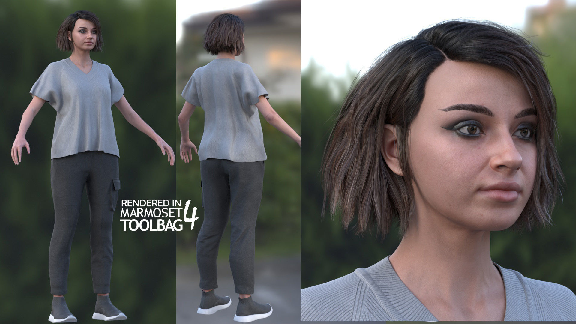Woman Casual Outfit 5 - Modular - Rigged Low-poly 3D model_2