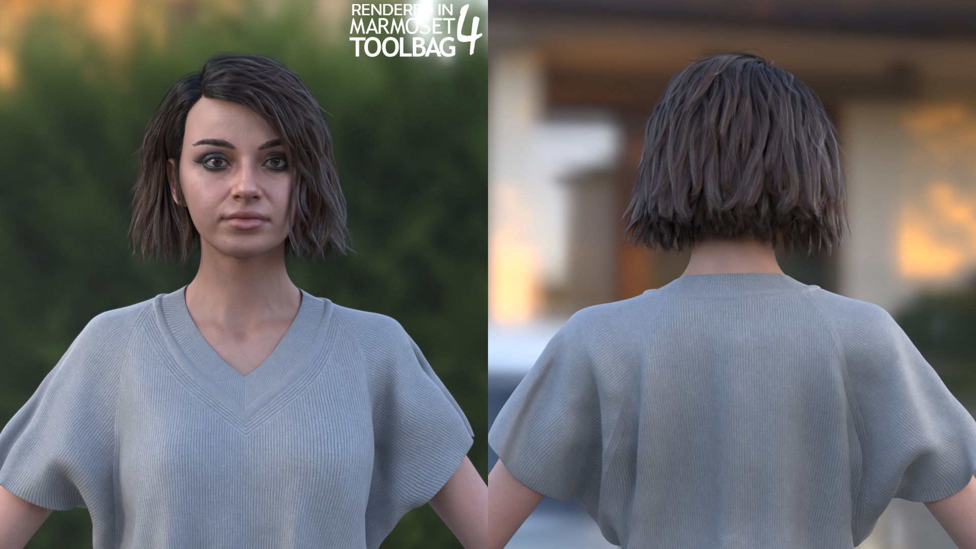 Woman Casual Outfit 5 - Modular - Rigged Low-poly 3D model_7