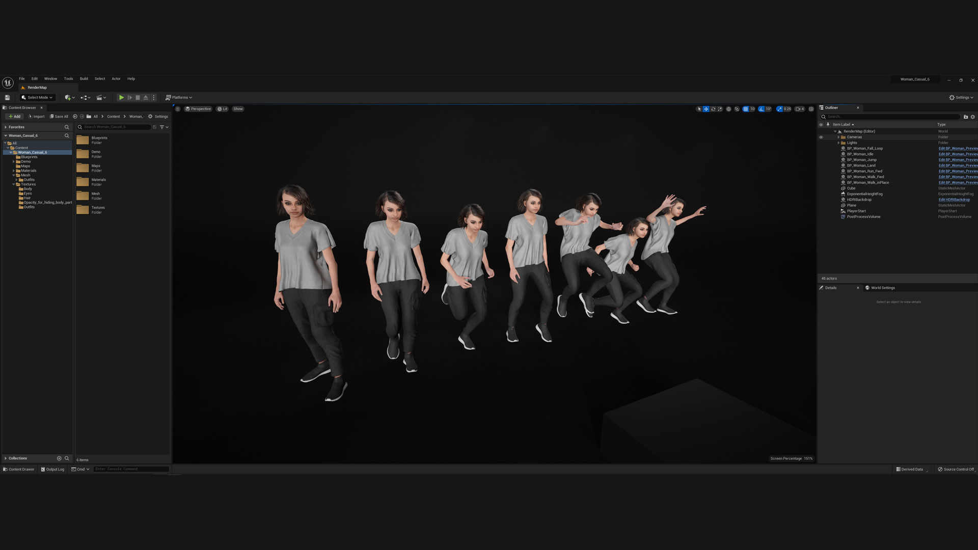 Woman Casual Outfit 5 - Modular - Rigged Low-poly 3D model_3