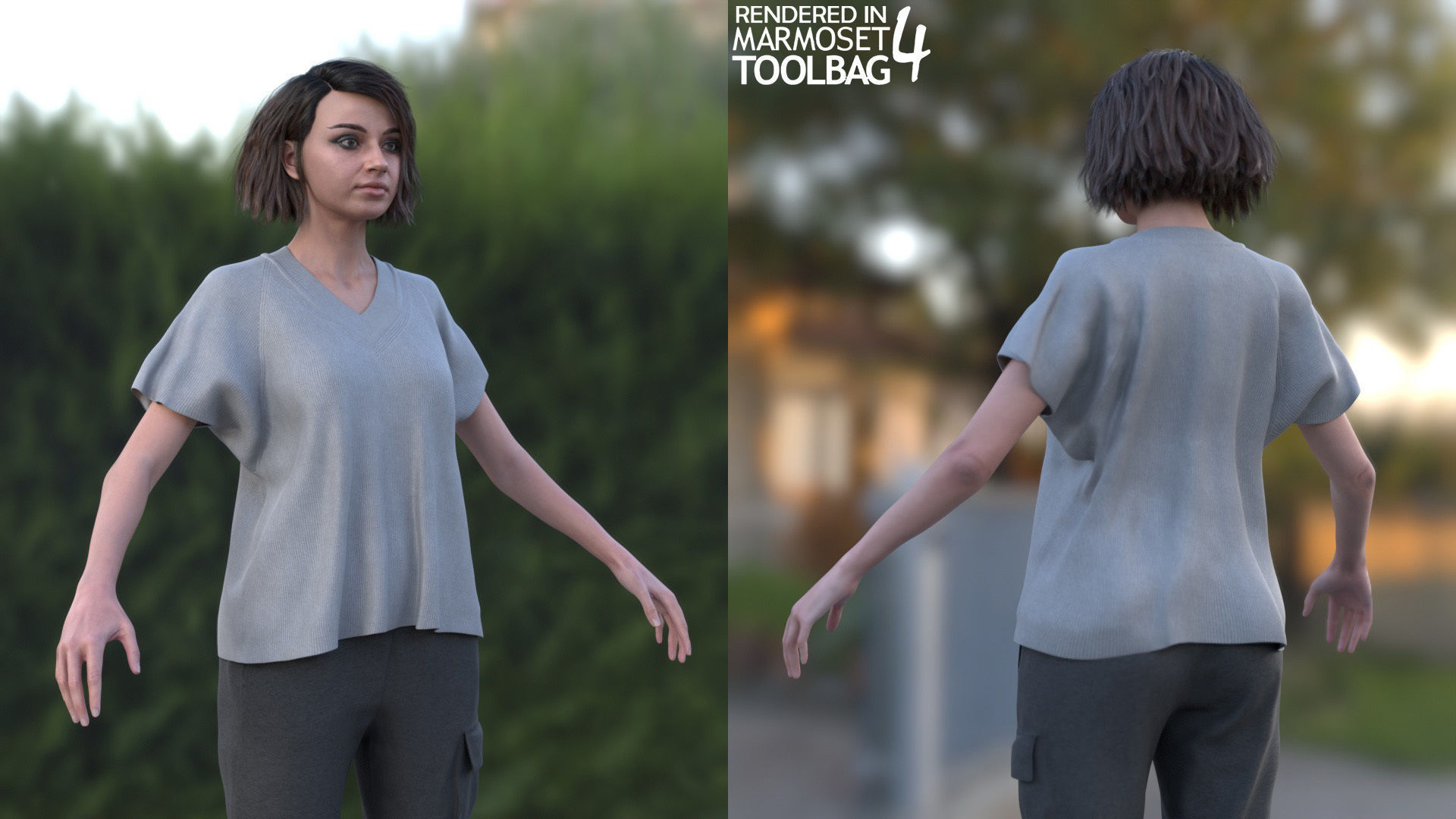 Woman Casual Outfit 5 - Modular - Rigged Low-poly 3D model_4