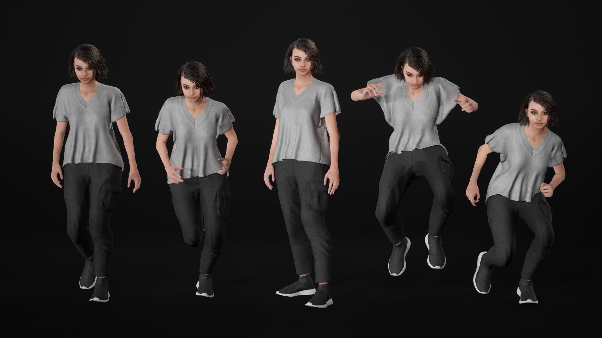 Woman Casual Outfit 5 - Modular - Rigged Low-poly 3D model_16