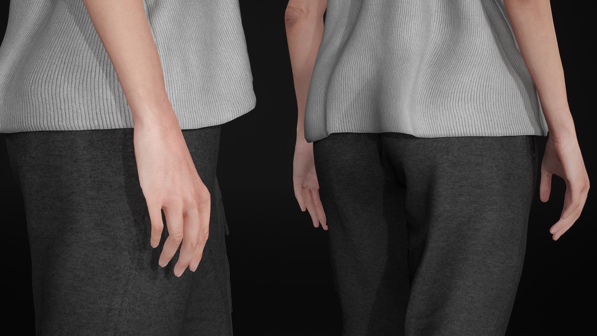 Woman Casual Outfit 5 - Modular - Rigged Low-poly 3D model_23