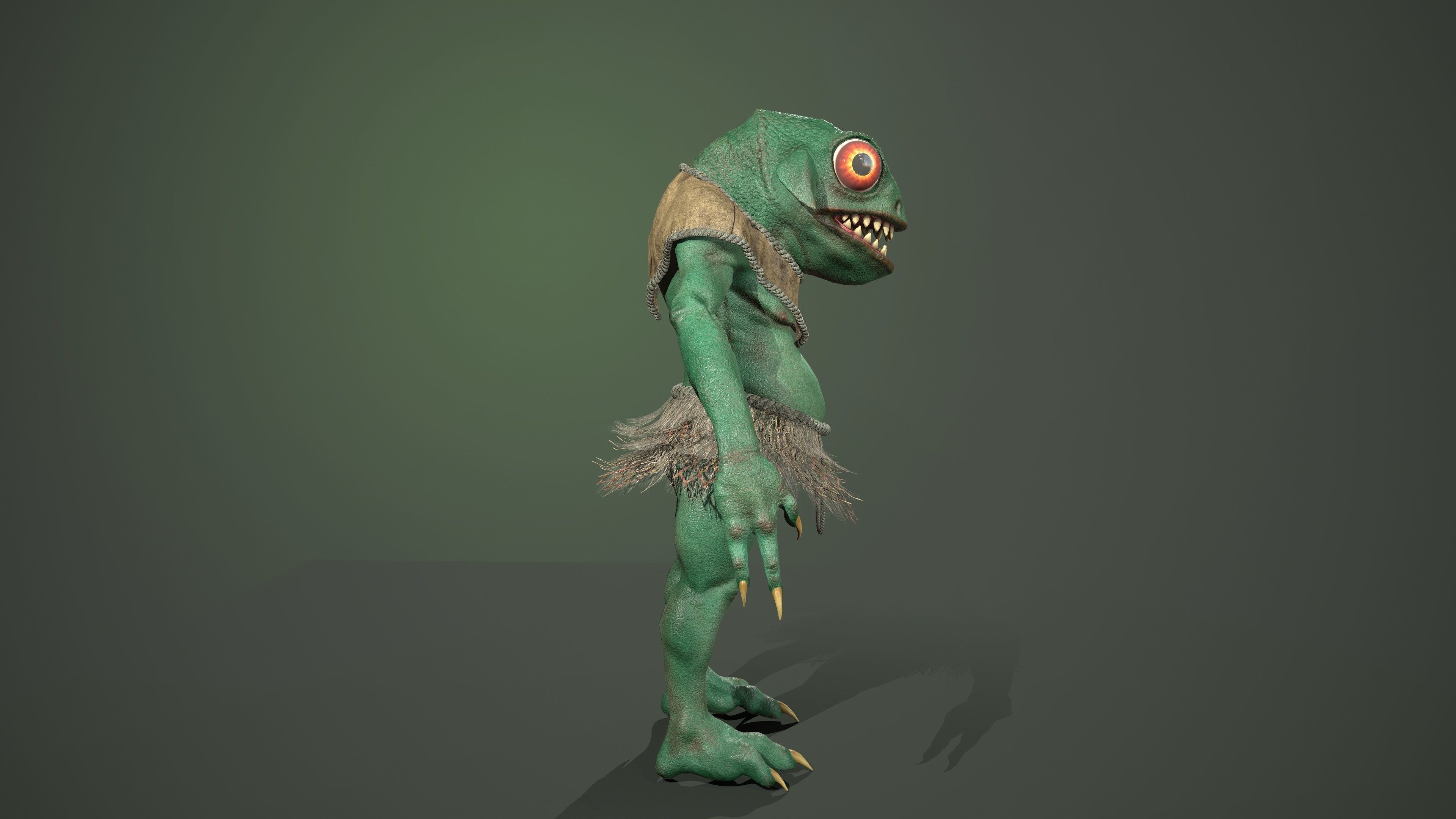Gecko warrior  Low-poly 3D model_3