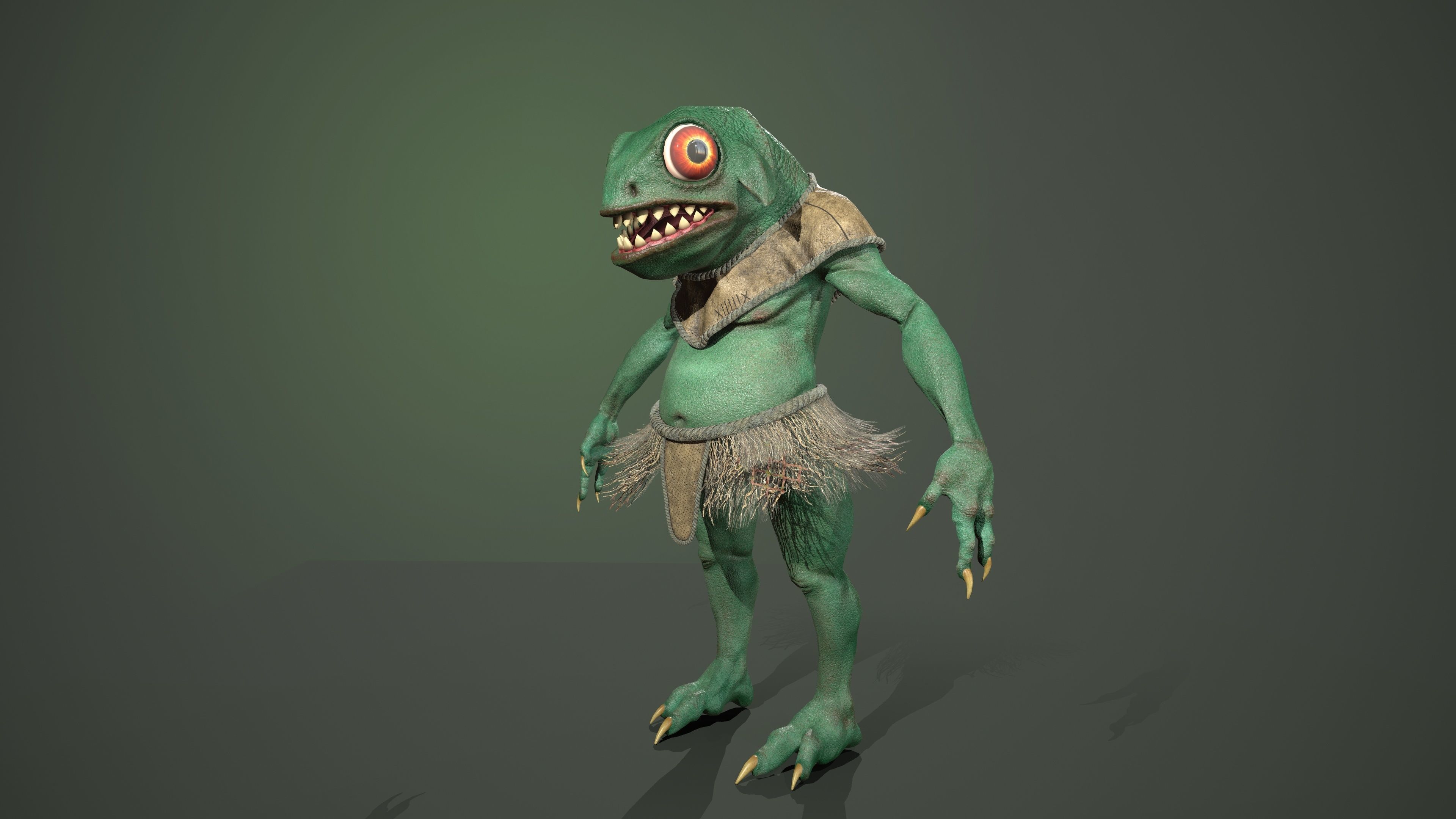 Gecko warrior  Low-poly 3D model_8