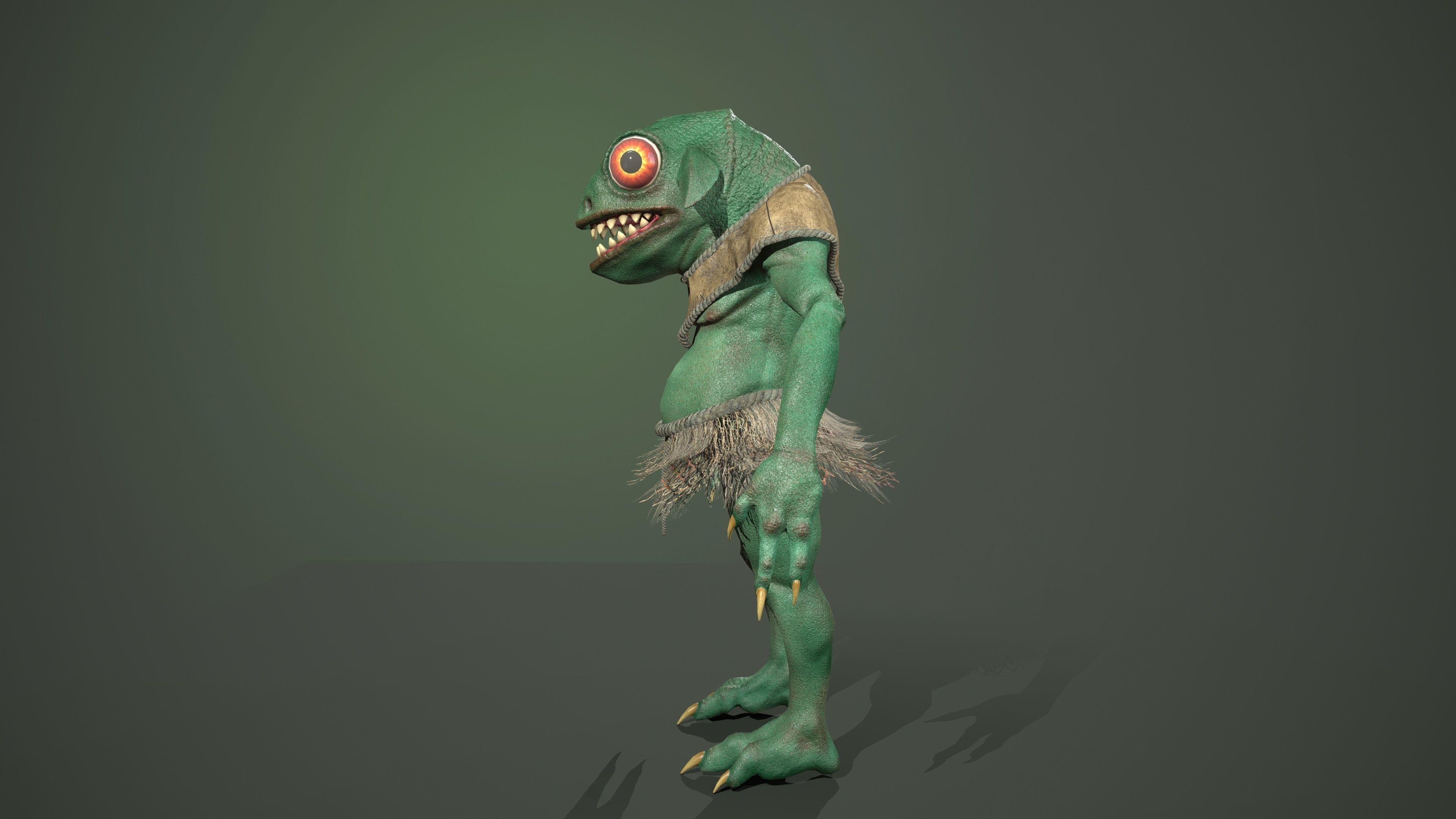 Gecko warrior  Low-poly 3D model_7