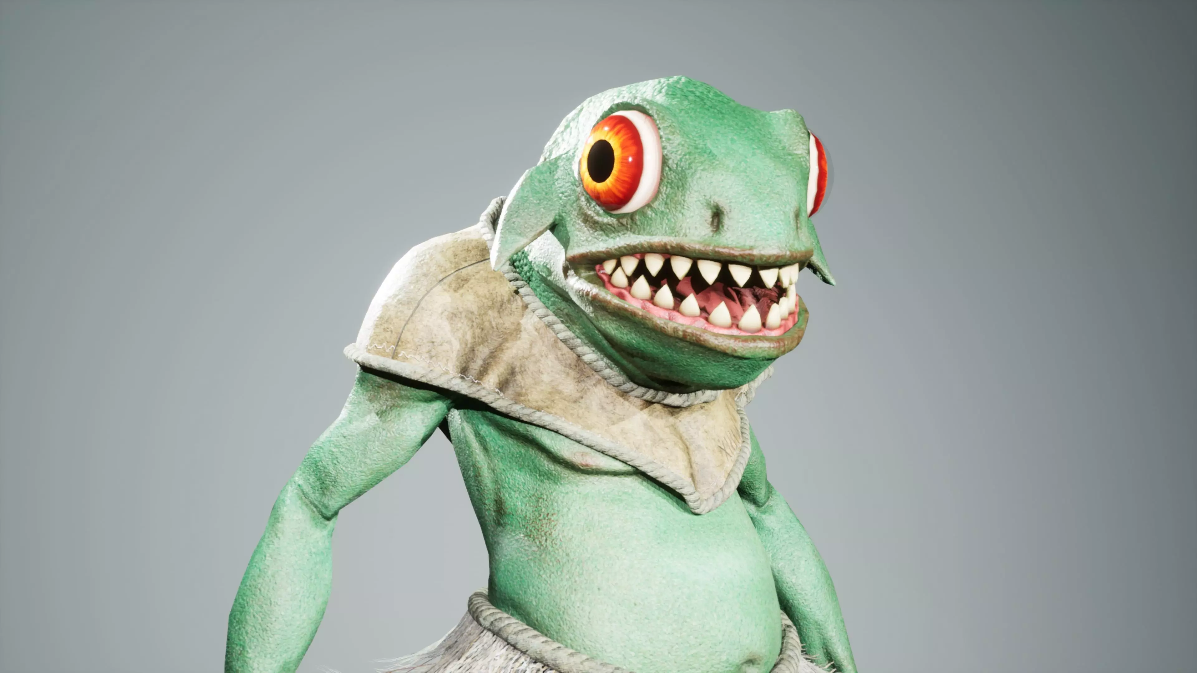 Gecko warrior  Low-poly 3D model_0