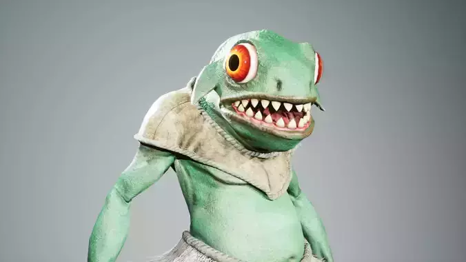 Gecko warrior  Low-poly 3D model