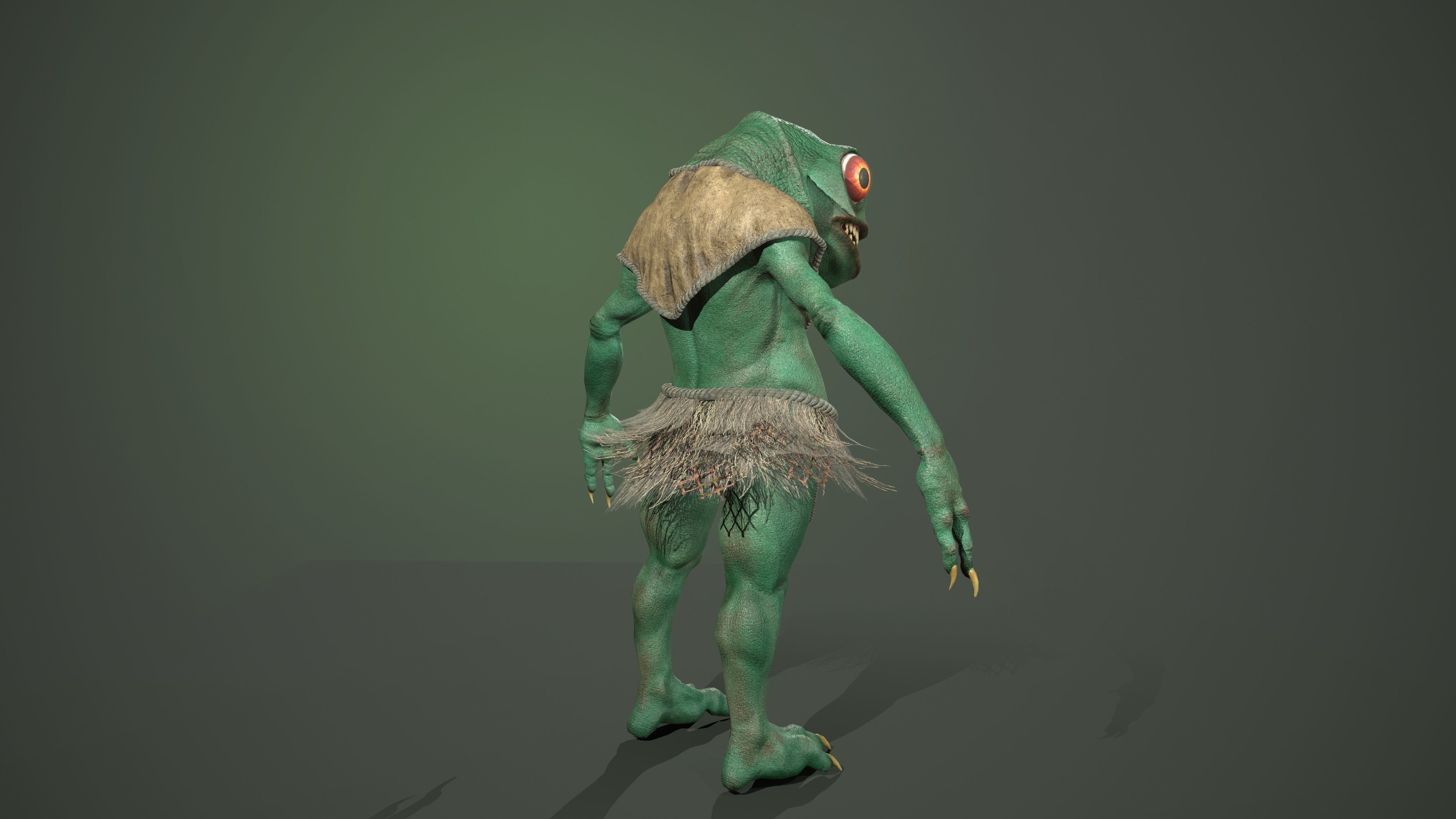 Gecko warrior  Low-poly 3D model_4
