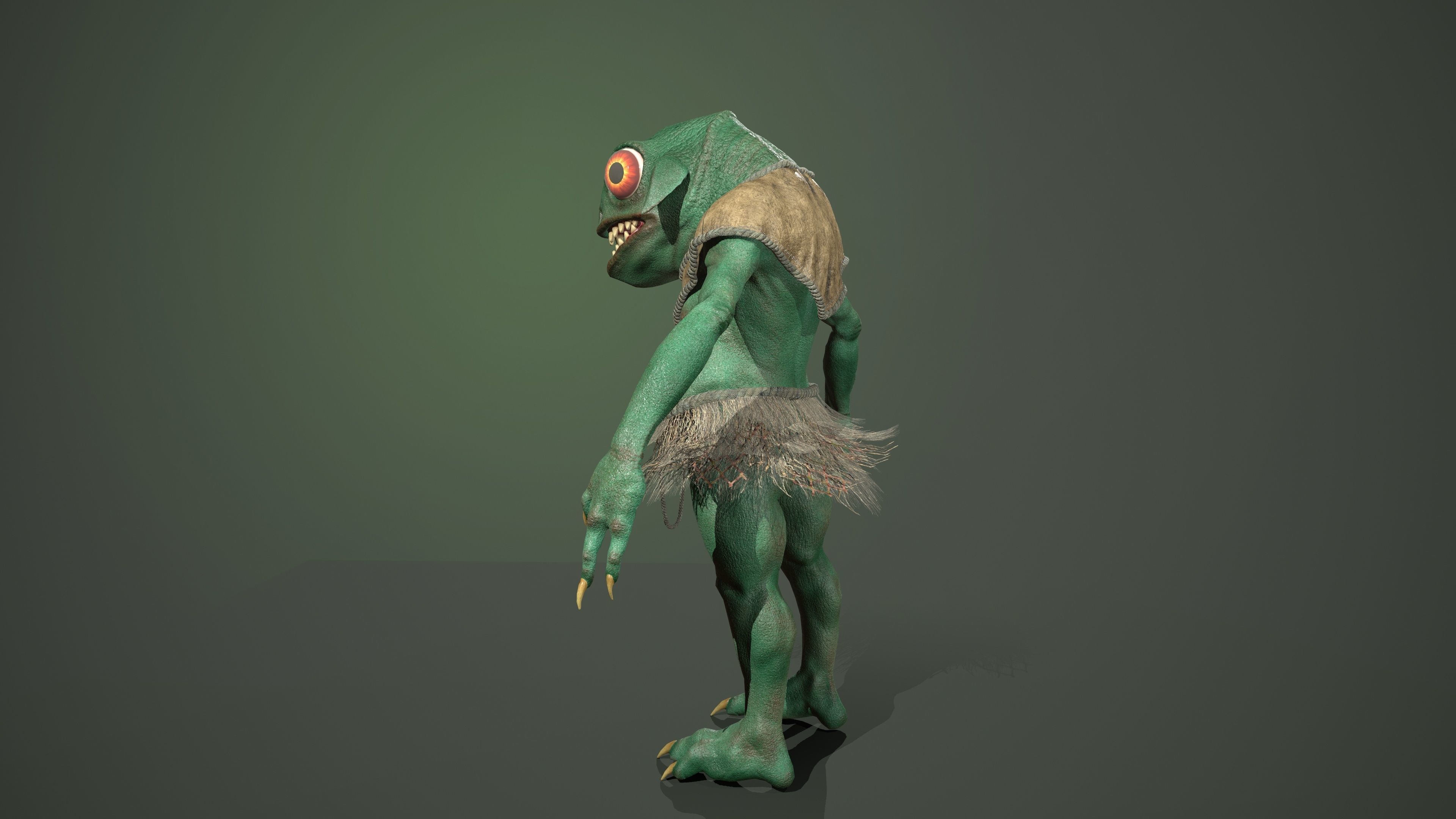 Gecko warrior  Low-poly 3D model_6