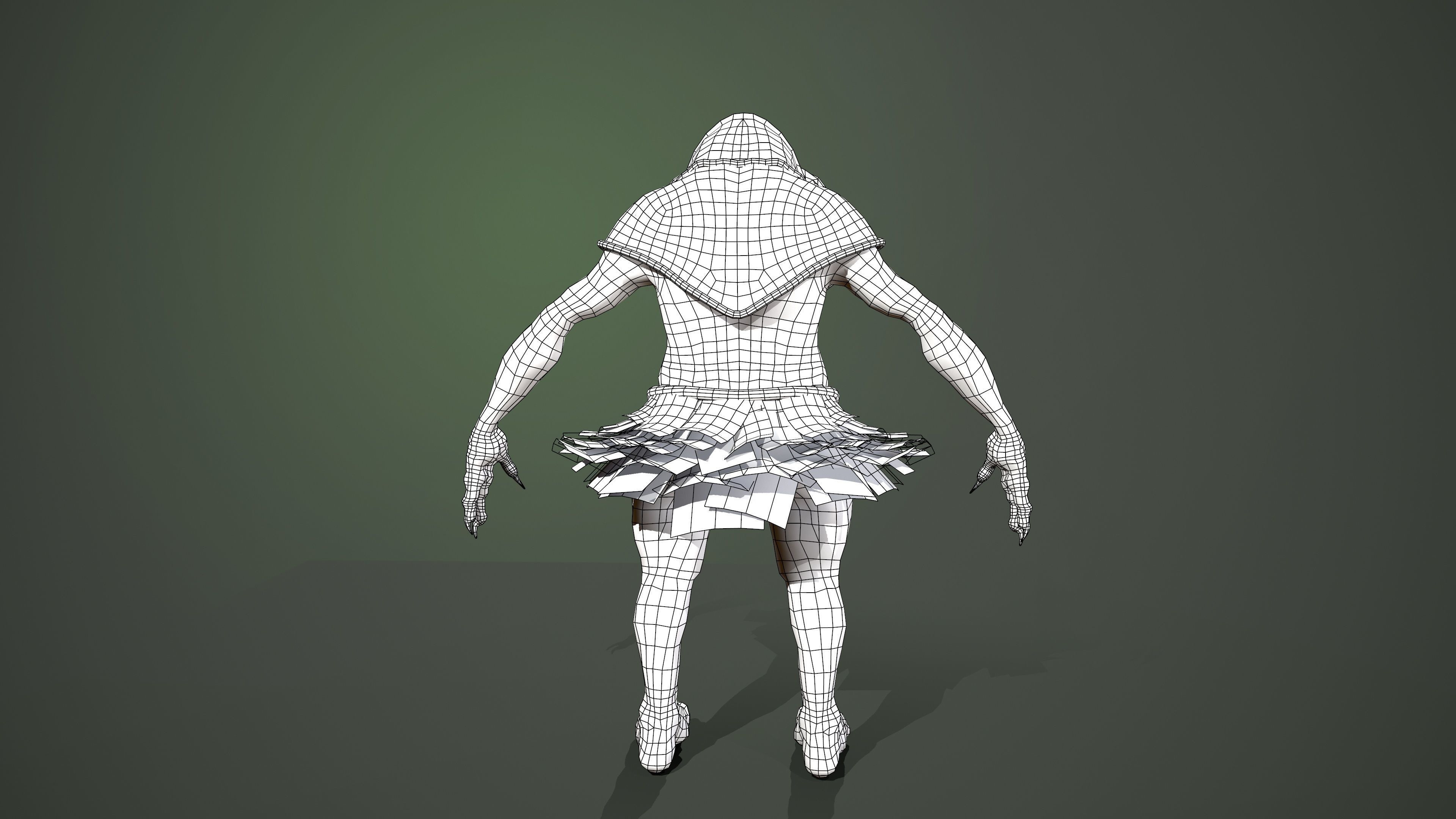 Gecko warrior  Low-poly 3D model_10