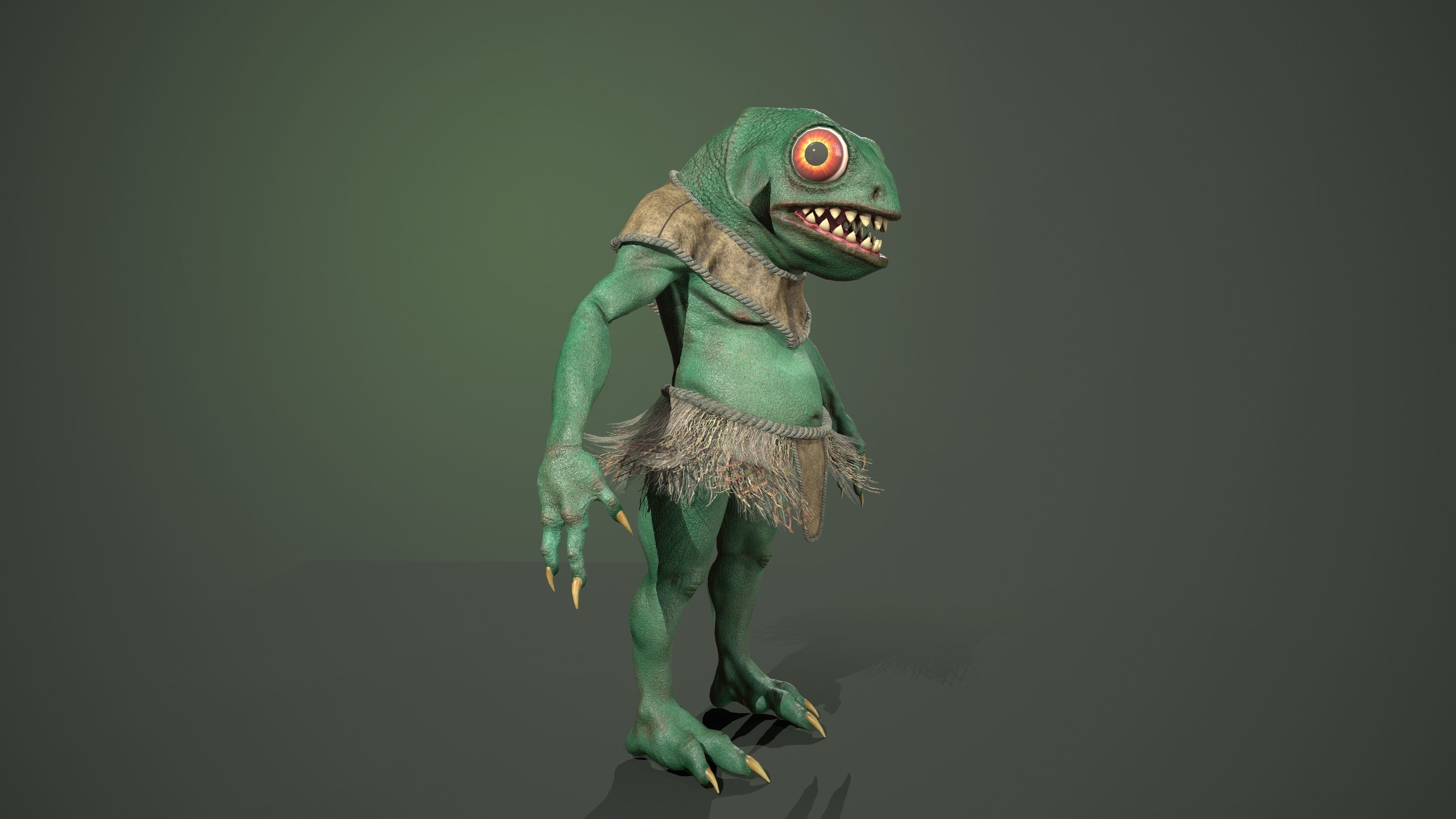 Gecko warrior  Low-poly 3D model_2