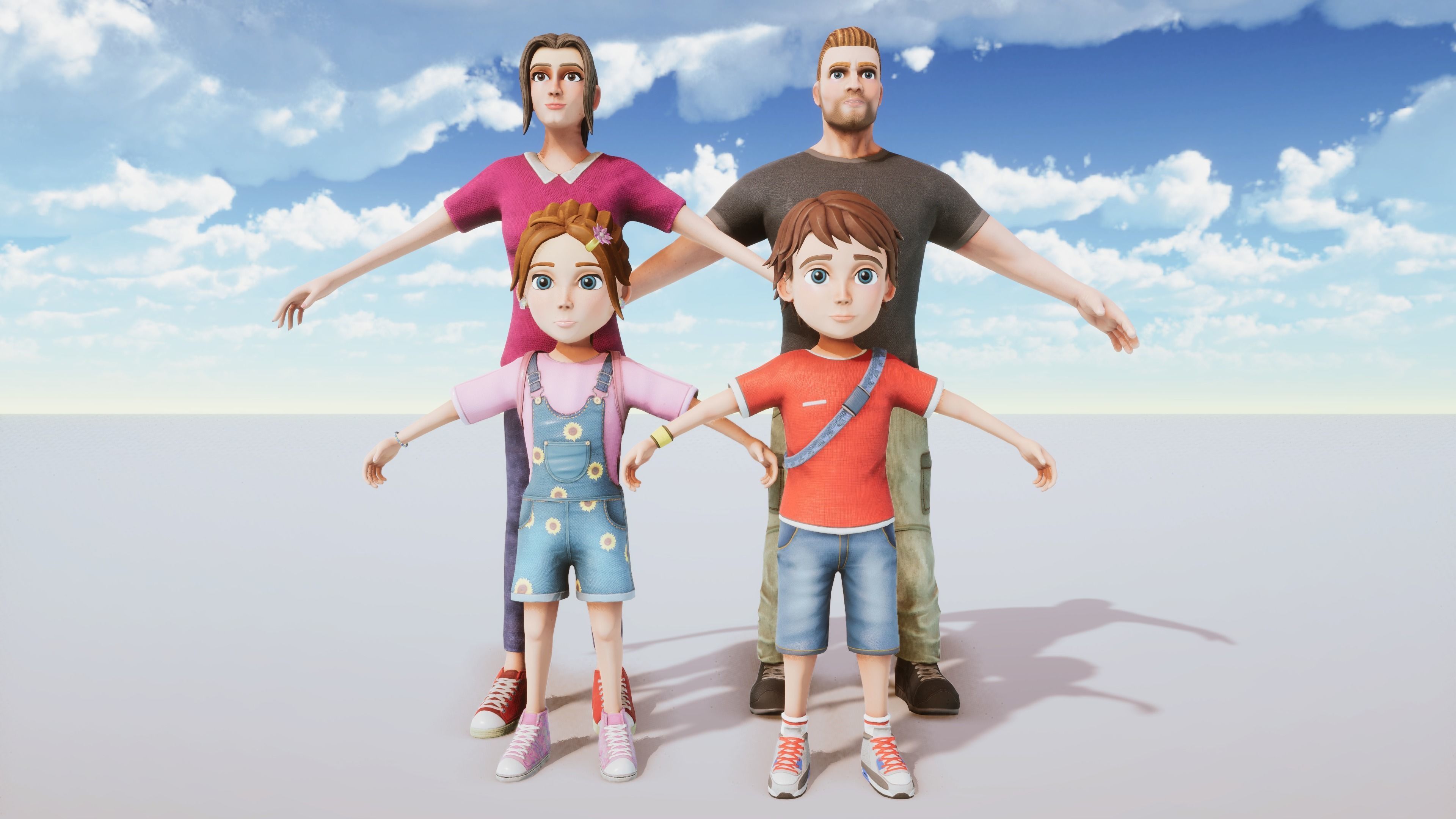 Stylized Family Kit Rigged with Shape Keys Low-poly 3D model_3