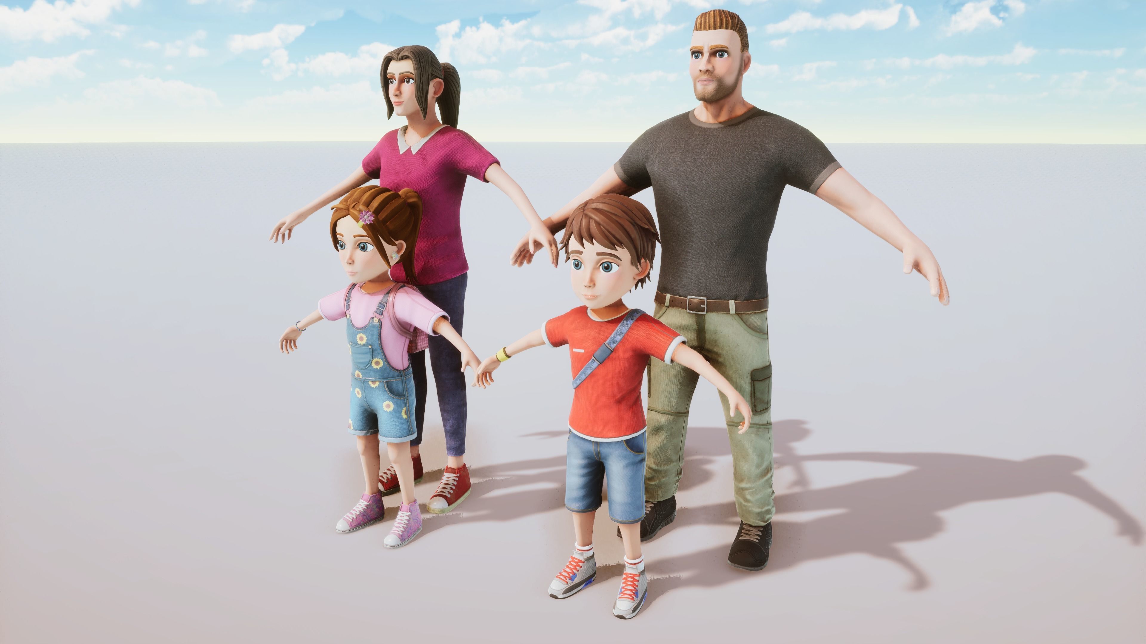 Stylized Family Kit Rigged with Shape Keys Low-poly 3D model_2