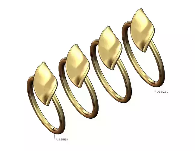 Side tilted twisted leaf band US sizes 6to9