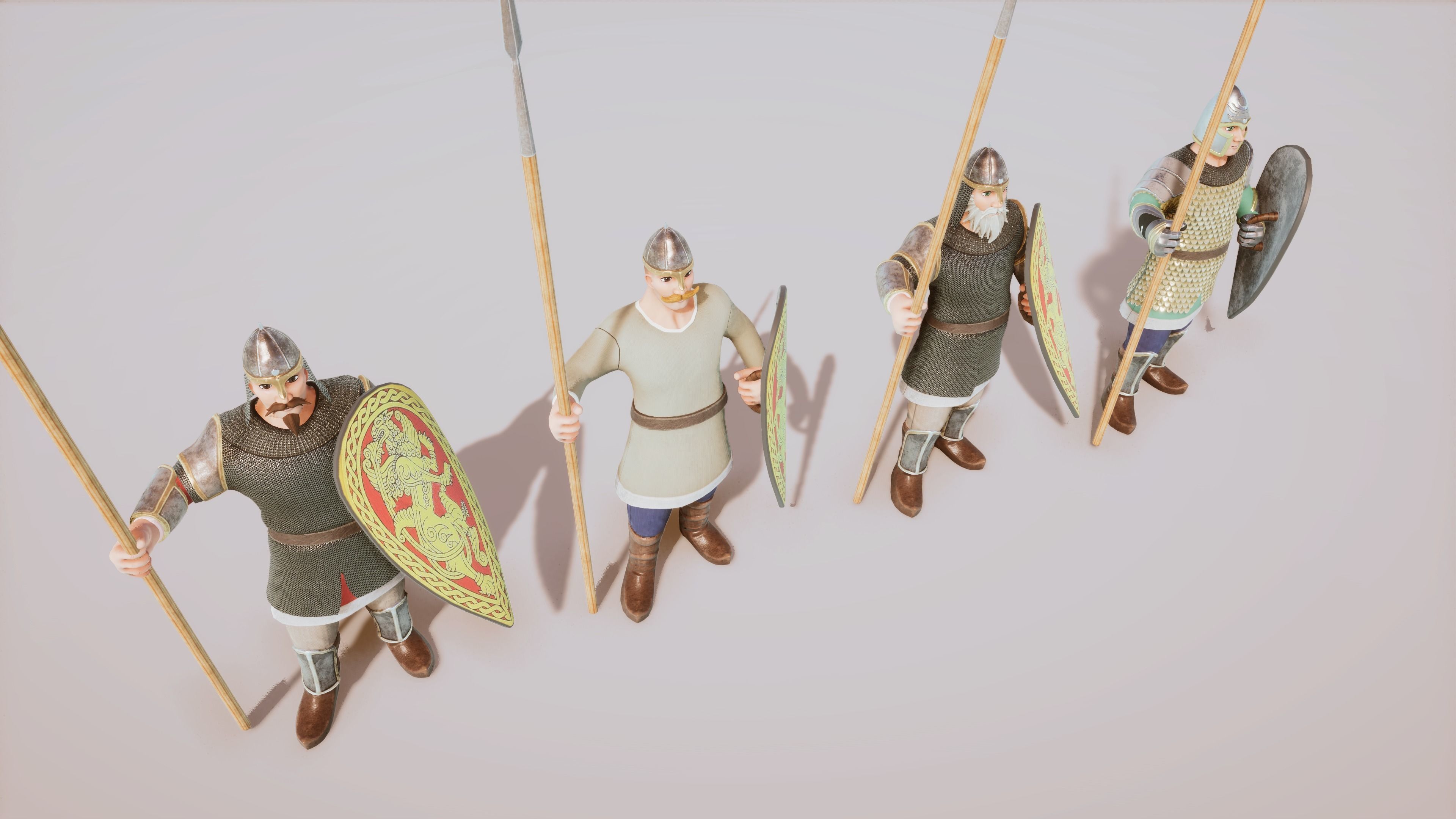 Stylized Medieval Guards Kit Rigged with Shape Keys Low-poly 3D model_2