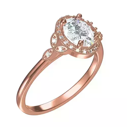 Oval Cut Moissanite Halo Engagement Ring