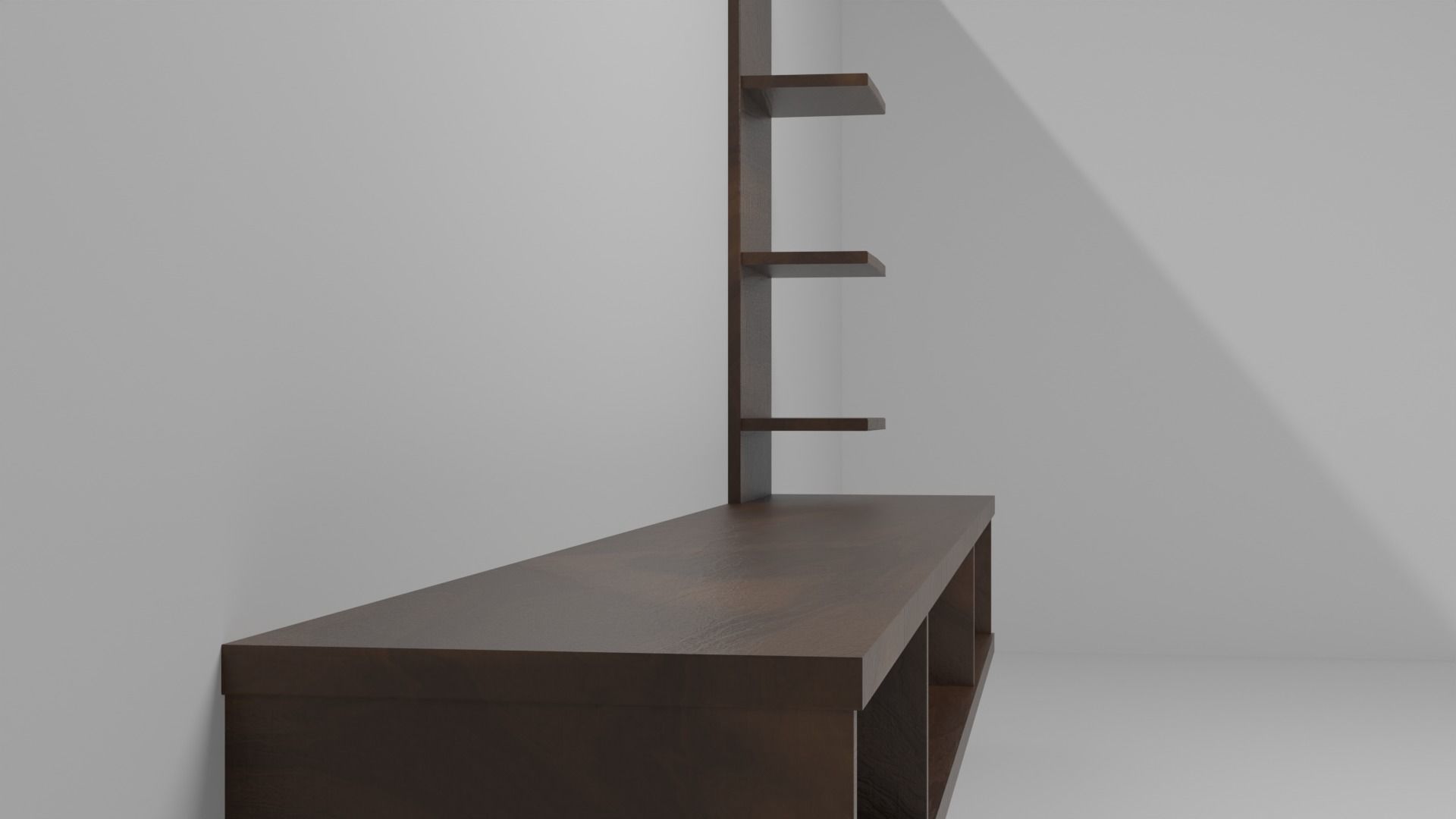 Wooden Tv Unit Low-poly 3D model_2