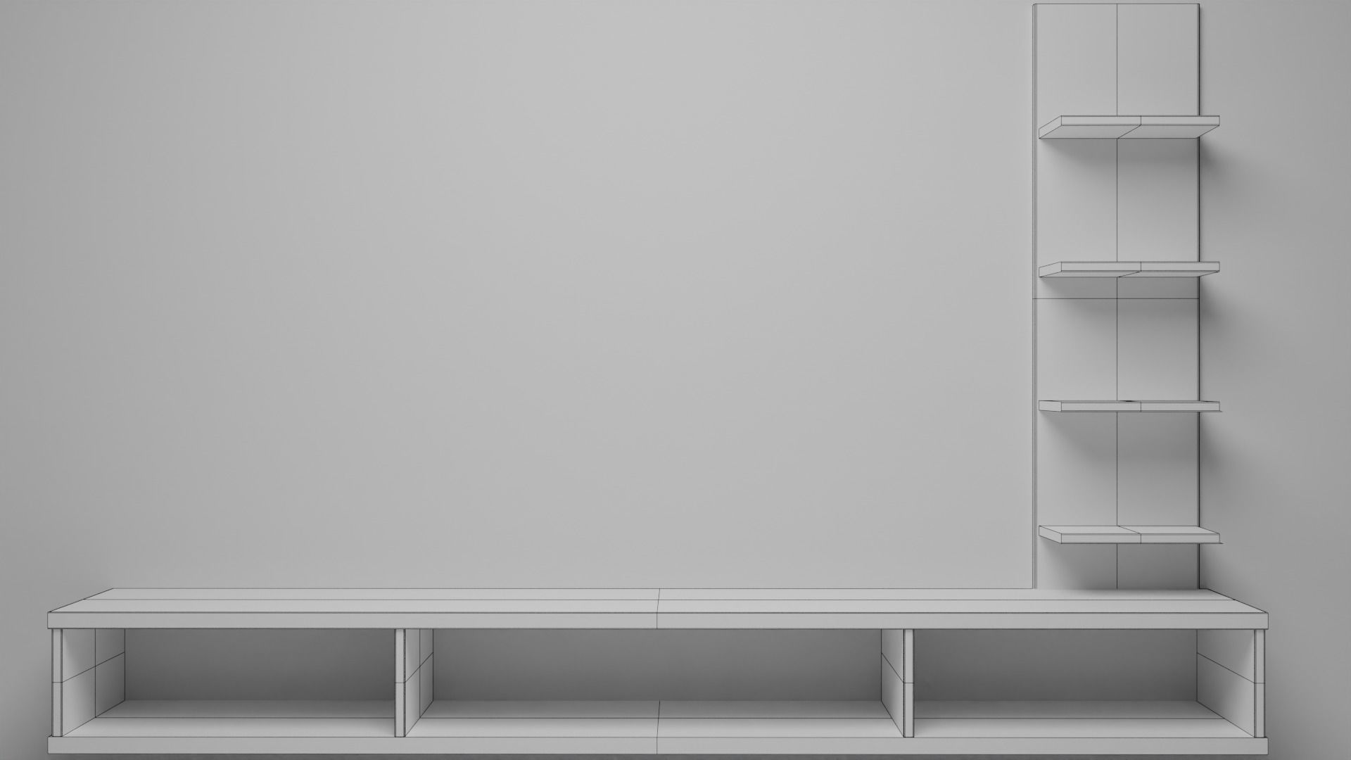 Wooden Tv Unit Low-poly 3D model_3