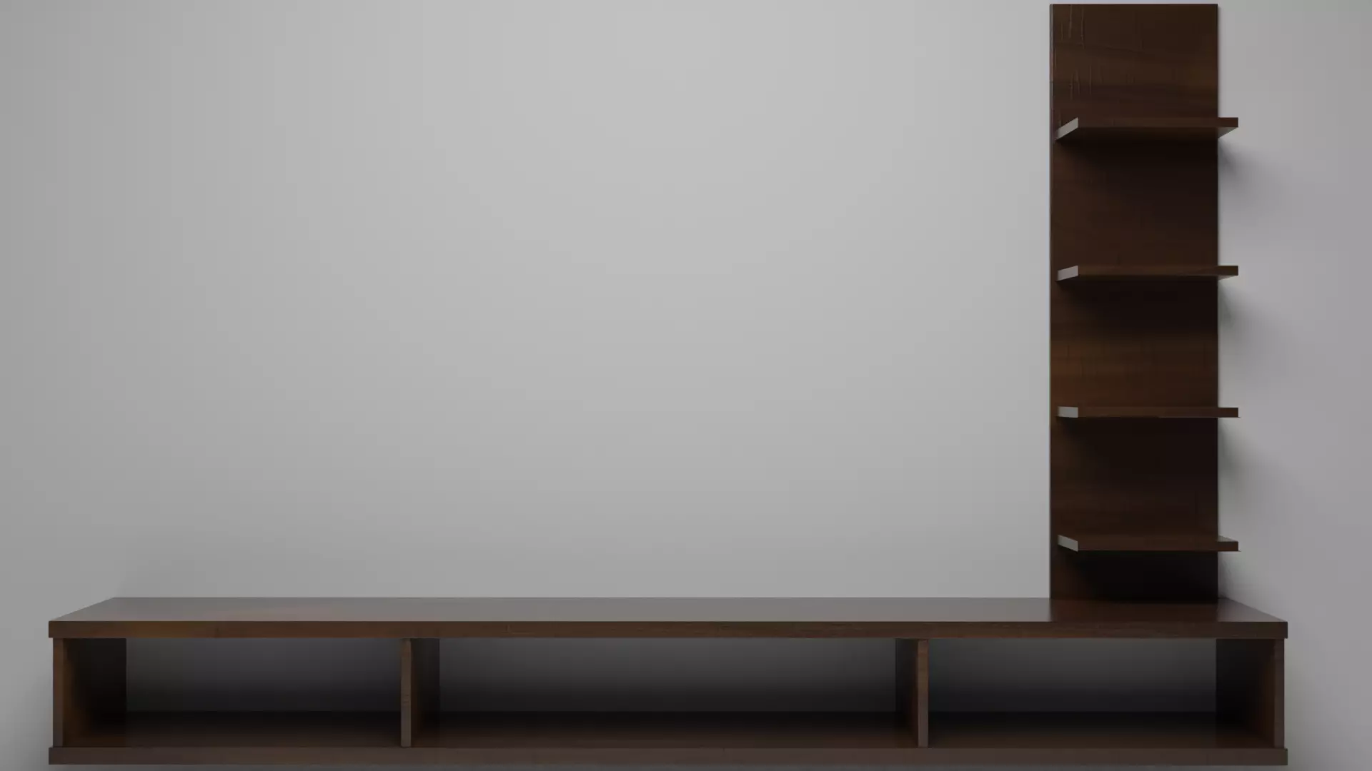 Wooden Tv Unit Low-poly 3D model_0